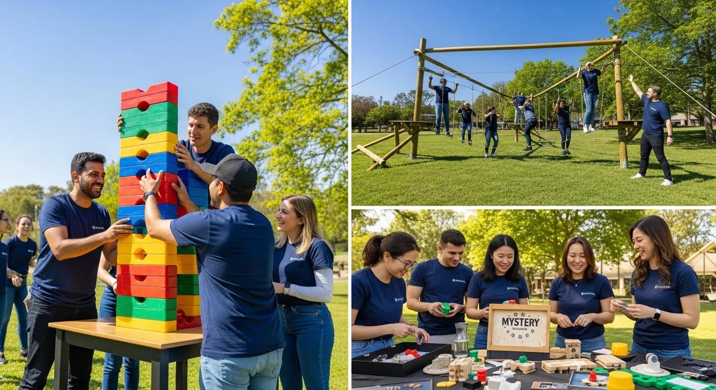 Employees participating in a customized team-building activity, showcasing tailored experiences and engagement