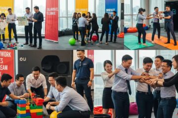 Corporate team building activity in Singapore showcasing collaboration and engagement among employees