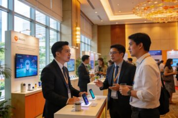 Corporate event setting in Singapore emphasizing MICE solutions and professional engagement