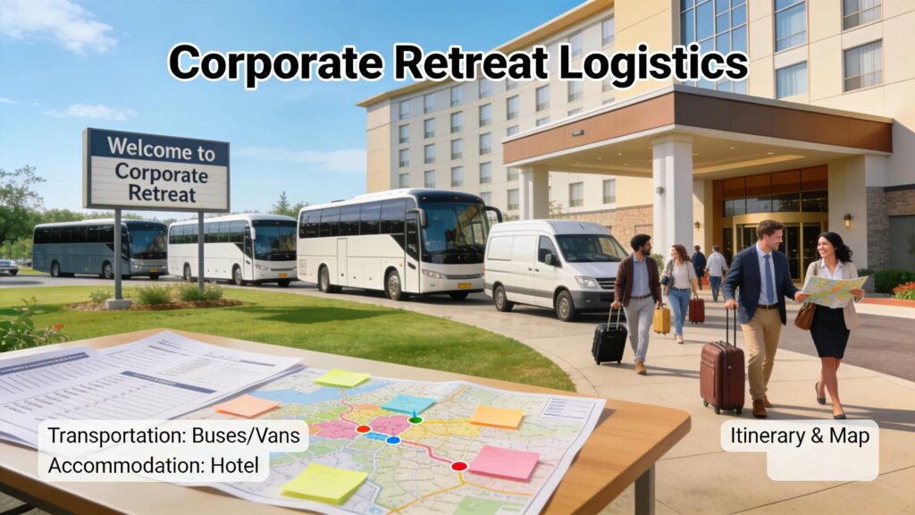 Logistical setup for planning an overseas corporate retreat