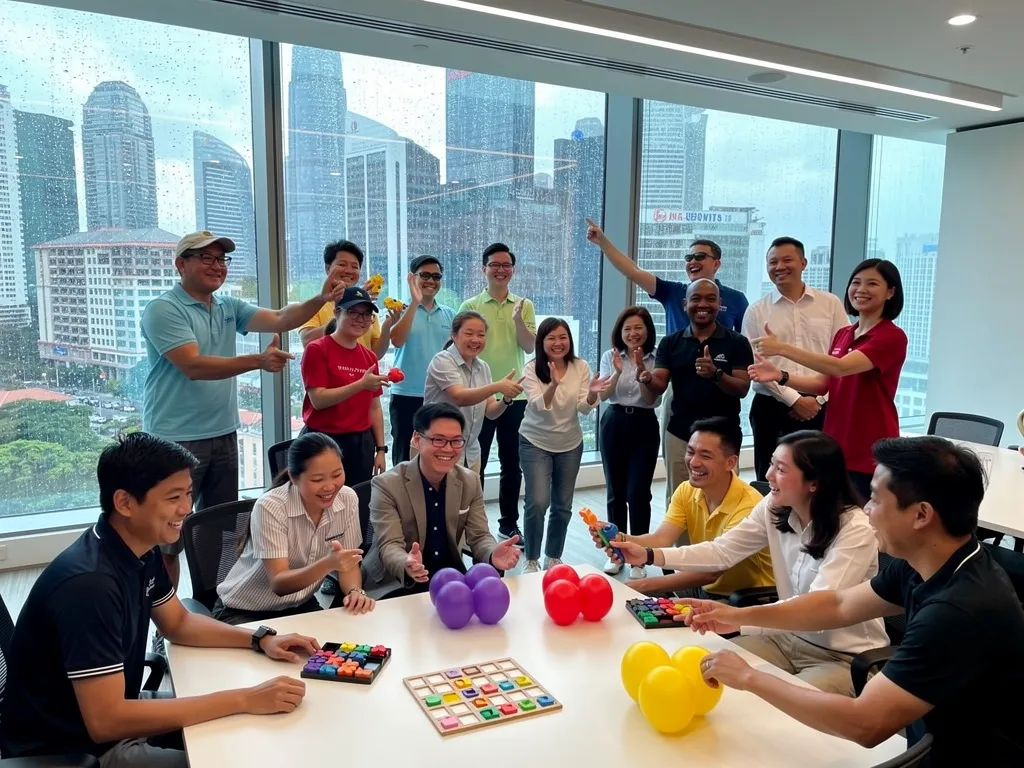 Air-conditioned conference hall set up for corporate team building