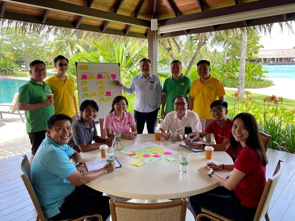 Facilitated offsite discussion session at a resort venue