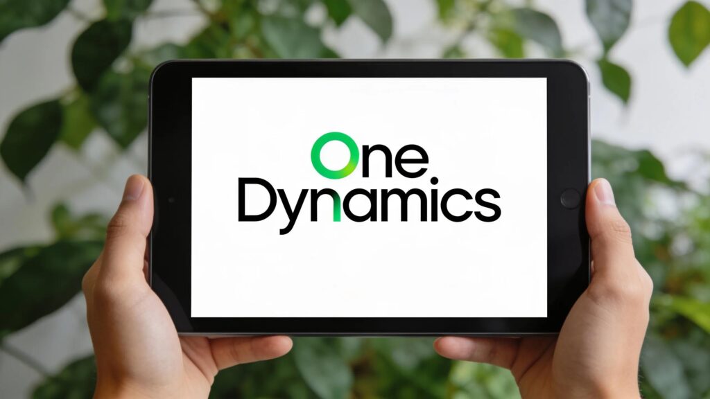 One Dynamics logo with stylized text and a green accent