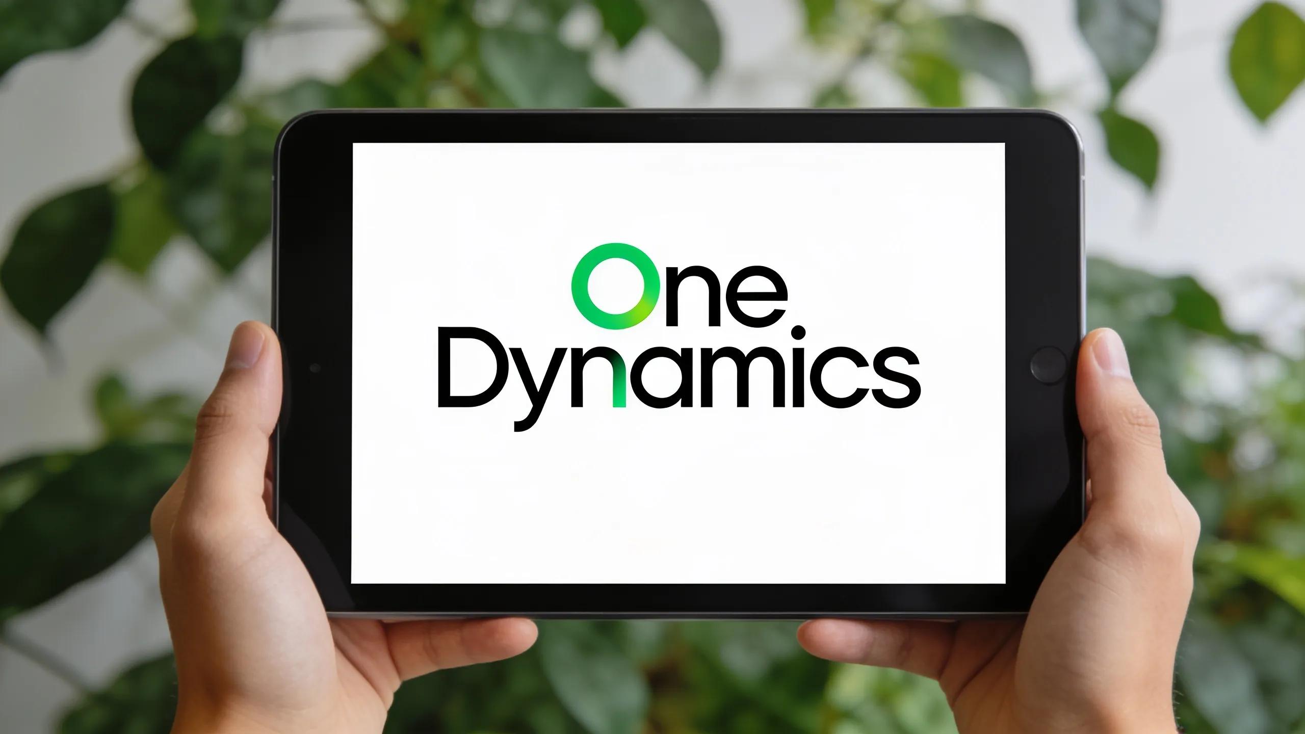 One Dynamics logo with stylized text and a green accent