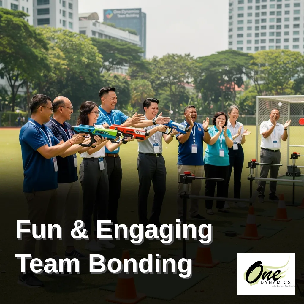 Corporate team practicing laser clay shooting activity in Singapore